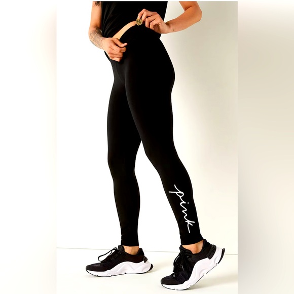 PINK Victoria's Secret Pants - Victoria Secret - PINK COTTON HIGH-WAIST LEGGINGS - Black - Sz M - LIKE NEW!!!